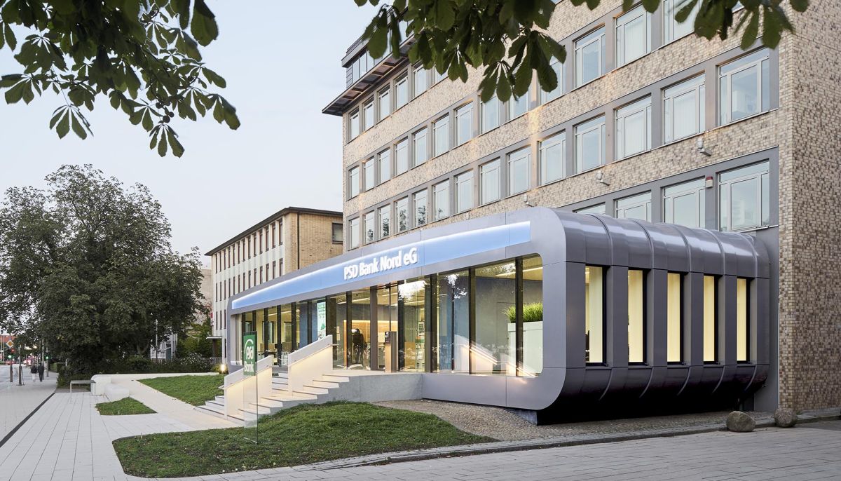 Bankenarchitektur von bkp für die PSD Bank Nord, Hauptstelle Hamburg