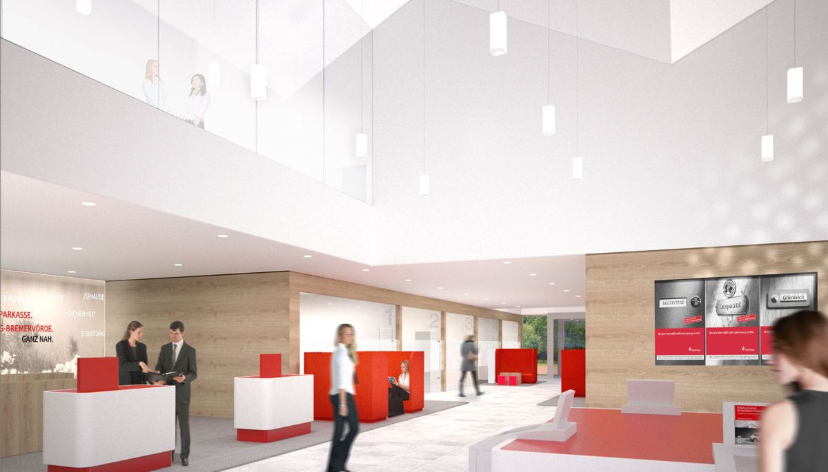 Bankenplanung mit Markenarchitektur für Sparkasse Rotenburg-Bremervörde, Gnarrenburg