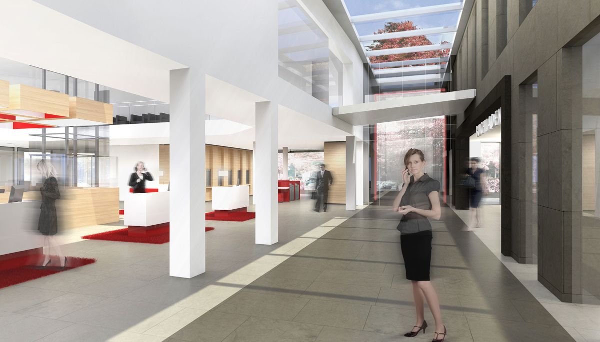 Bankenplanung für Sparkasse Versmold: Kundenhalle für Hauptstelle NRW