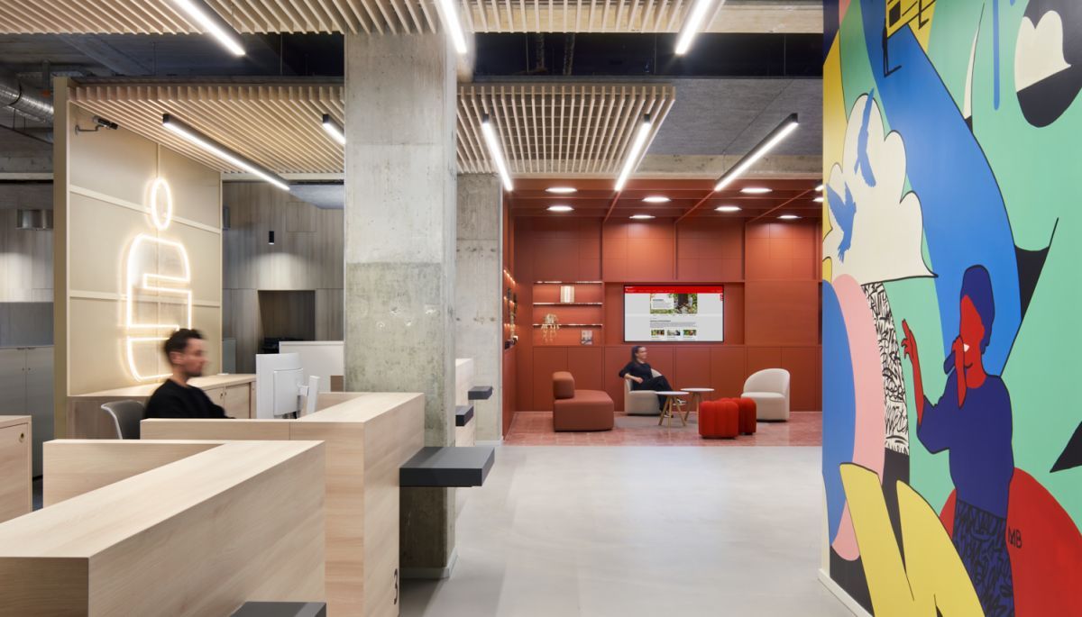 Empfangsbereich der Stadtsparkasse Düsseldorf Filiale Oberbilk | Bank Architekt bkp