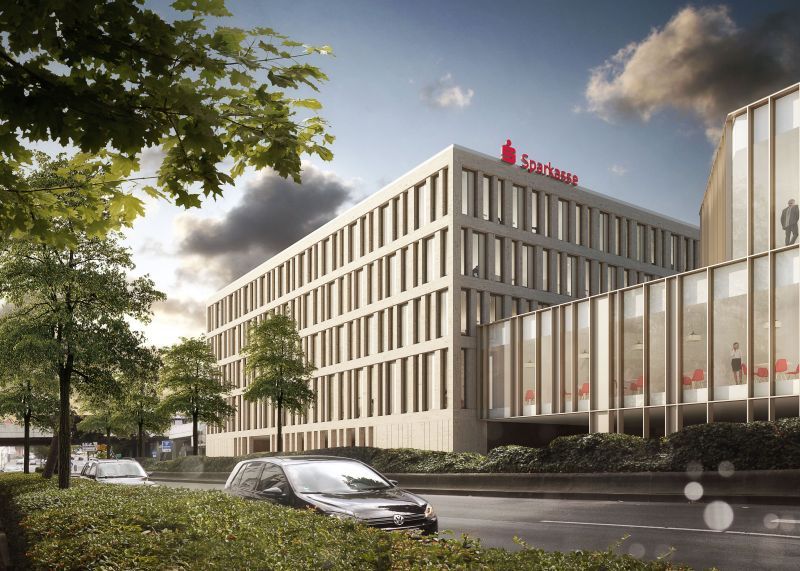 Modernes Bankgebäude Sparkasse Iserlohn | Architektur von bkp in Düsseldorf